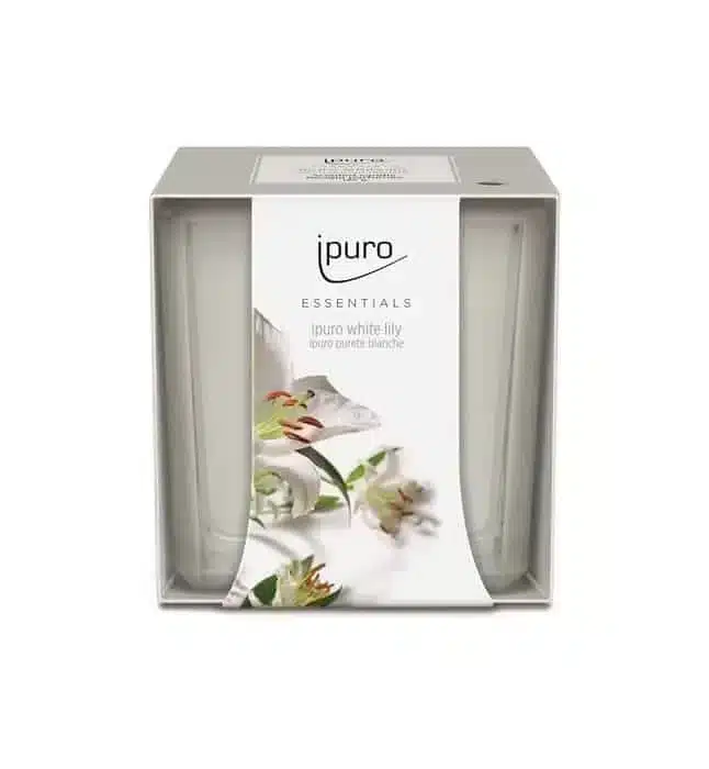 Ipuro Essentials White Lily geurkaars van 125 g voor een bloemige leliesfeer in huis