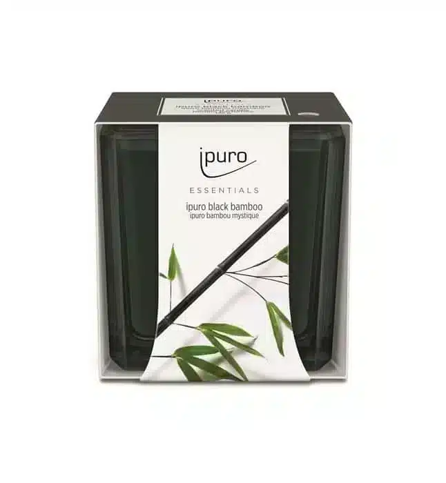 Ipuro Essentials Black Bamboo geurkaars van 125 g voor een warme bamboesfeer in huis