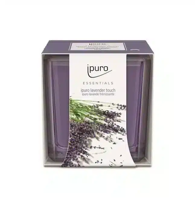Ipuro Essentials Lavender Touch geurkaars van 125 g voor een rustgevende lavendelsfeer in huis