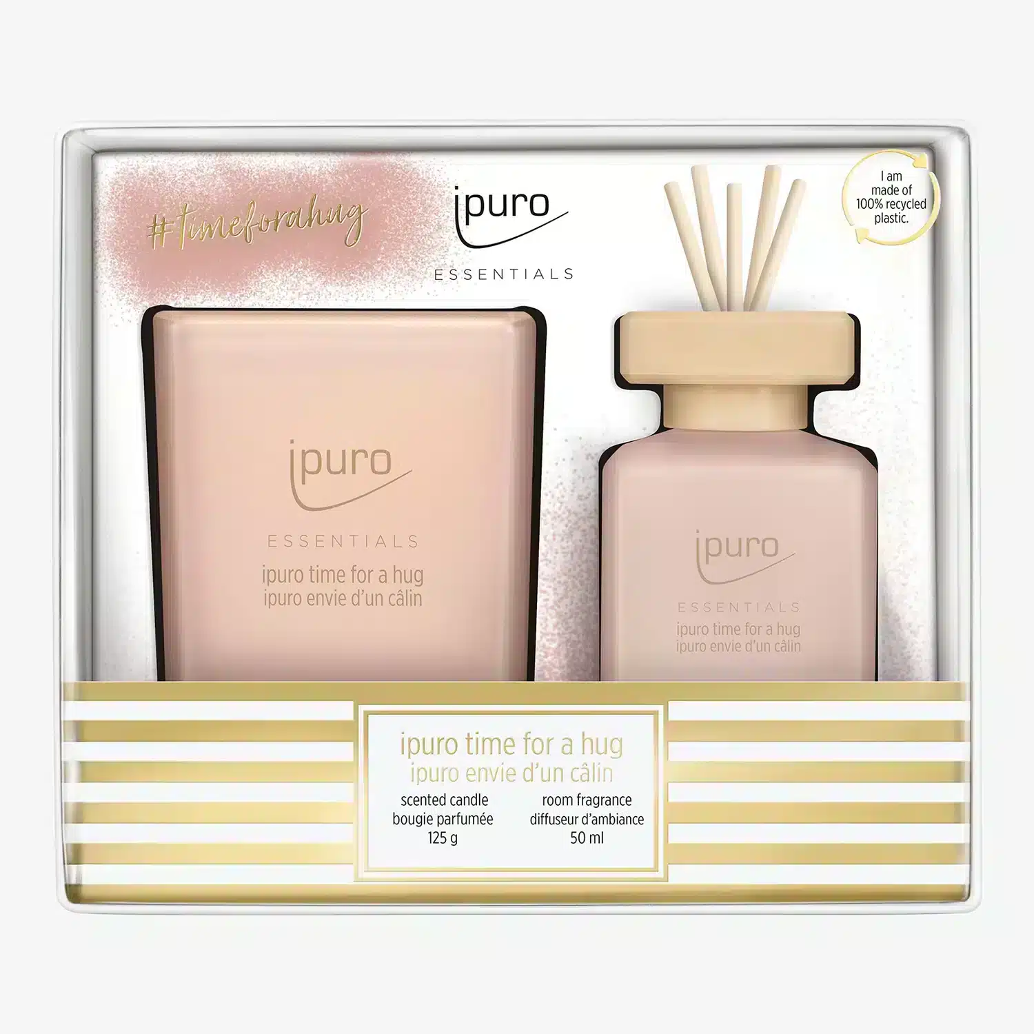 Essentials set met diffuser 50ml en geurkaars 125g Time for a hug voor een knusse sfeer