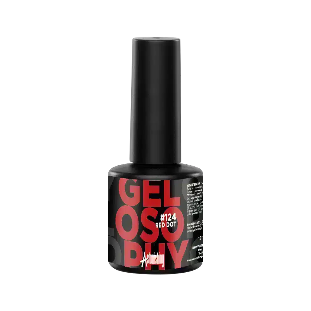 Astonishing Gelosophy #124 Red Dot 15ml, felrode gellak voor een opvallende, langhoudende manicure