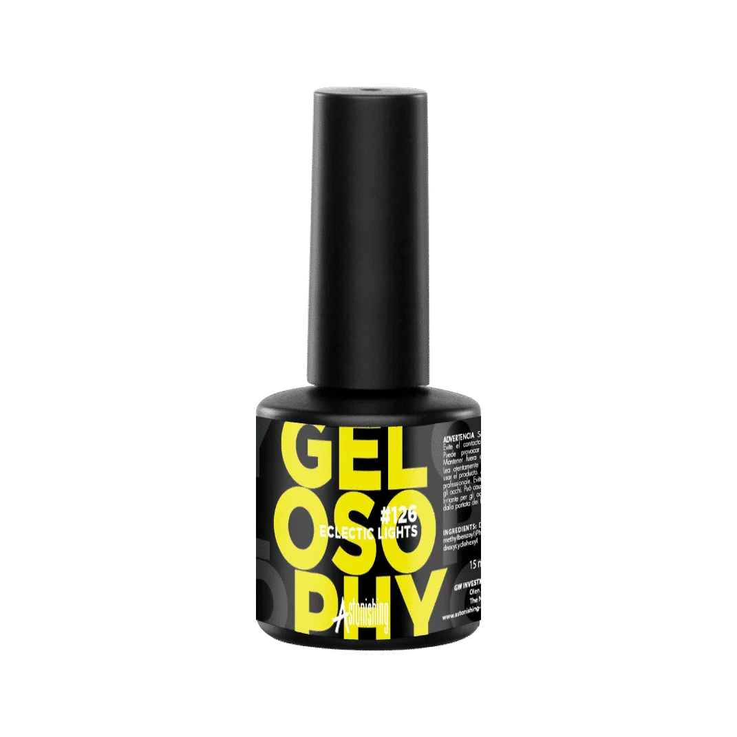 Astonishing Gelosophy #126 Eclectric Lights 15ml, glinsterende gellak voor een feestelijke manicure