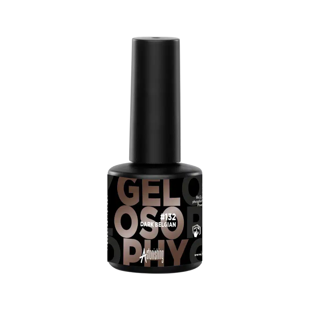 Astonishing Gelosophy #132 Dark Belgian 15ml, donkerbruine gellak voor een warme, langhoudende manicure