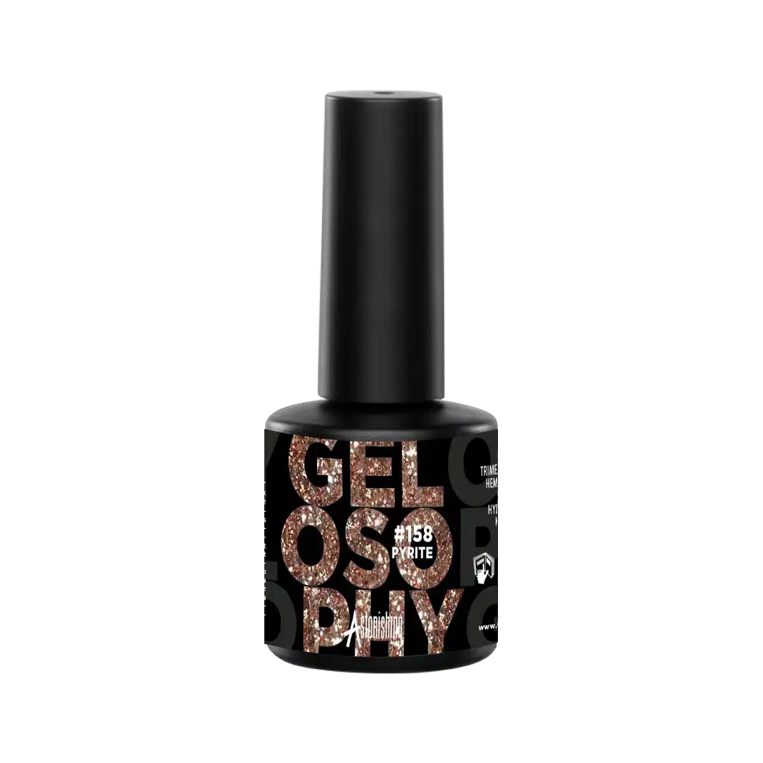 Astonishing Gelosophy #158 Pyrite gellak in 15ml flesje voor een gouden, metallic nagellook