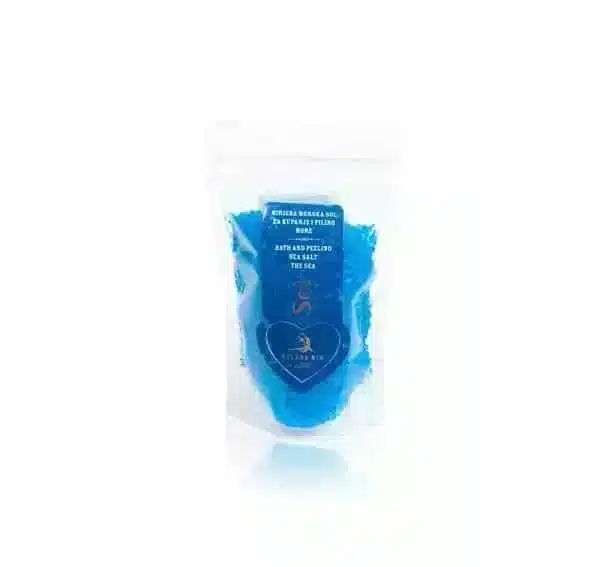 Bad- en peelingzout met geur Zeebries, 130gr voor een ontspannend en verzorgend bad