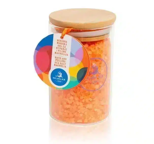 Bad- en peelingzout met geur Magnolia, 280gr voor een ontspannend en verzorgend bad
