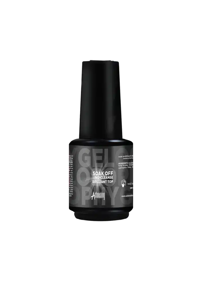 Astonishing Gelosophy Soak Off No Cleanse Brilliant Top toplaag voor nagels, 15ml, hoogglanzende afwerking