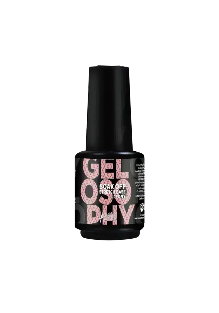 Astonishing Gelosophy Soak Off Stretch Base Peony rubber base in zacht roze, 15ml voor stevige nagels