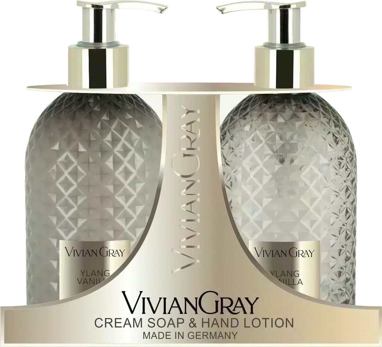 Gemstone Grey gift set with cream soap and hand lotion, 2x300ml for soft hands