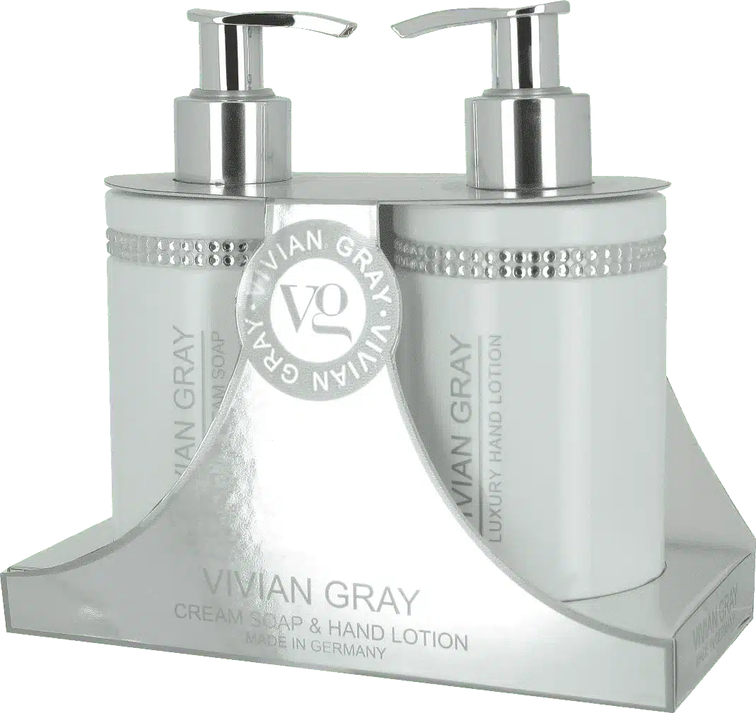 White Crystals set with cream soap and hand lotion of 250 ml each for cared-for, soft hands