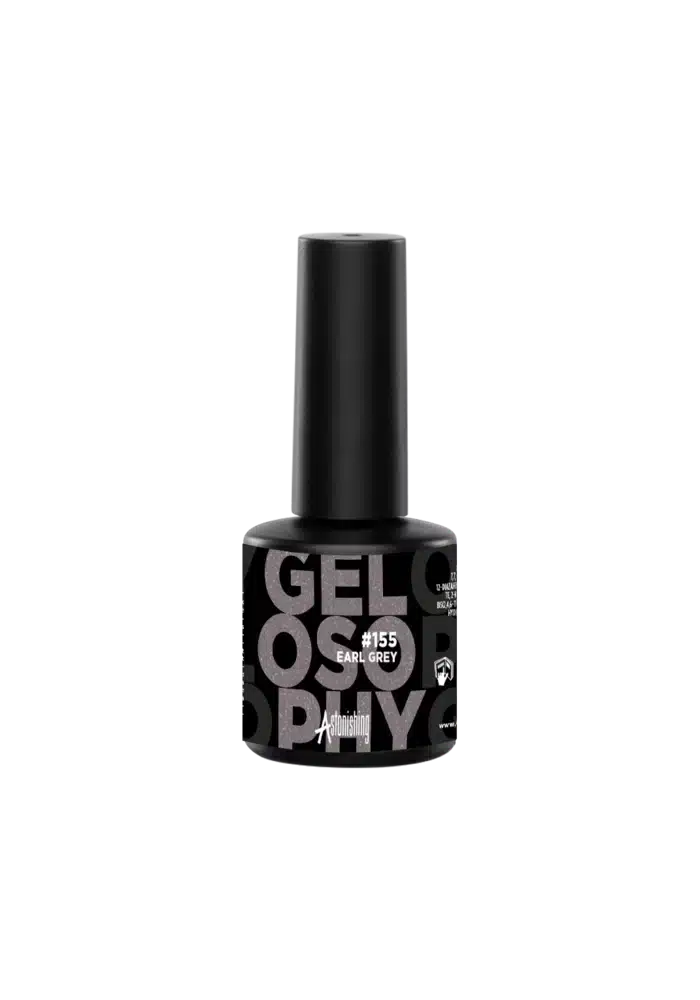 Astonishing Gelosophy #155 Earl Grey gellak in elegante grijze tint, flesje van 15 ml