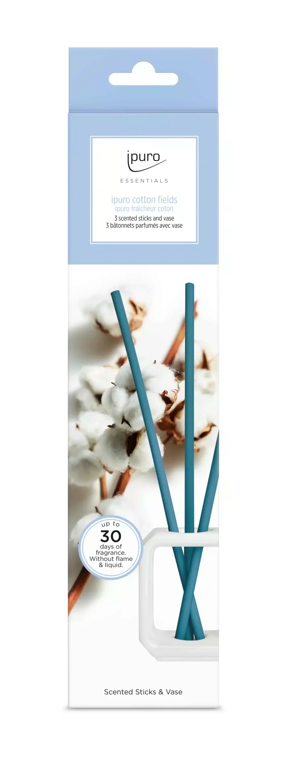 Navulling Essentials Scented Stick Cotton Field, set van 6 geurstokjes met frisse katoengeur