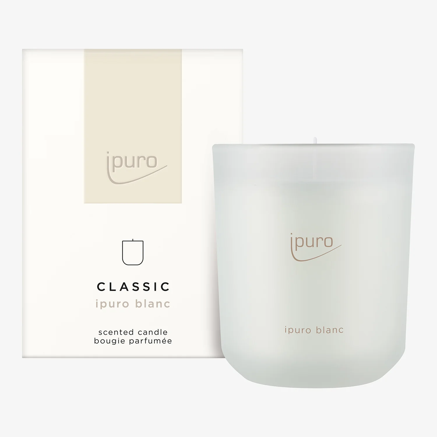 Ipuro Classic Blanc geurkaars 270g met zuivere, frisse geur voor een aangename sfeer in huis