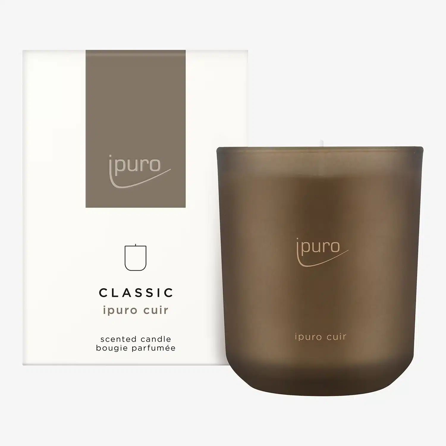 ipuro Classic cuir geurkaars van 270g met een verfijnde, warme lederen geur