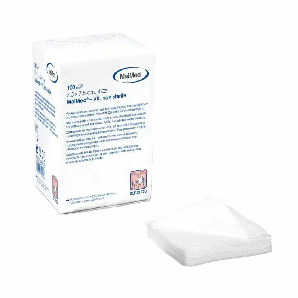 Non-woven kompressen niet steriel, 5cm x 5cm, los verpakt, verpakking van 100 stuks
