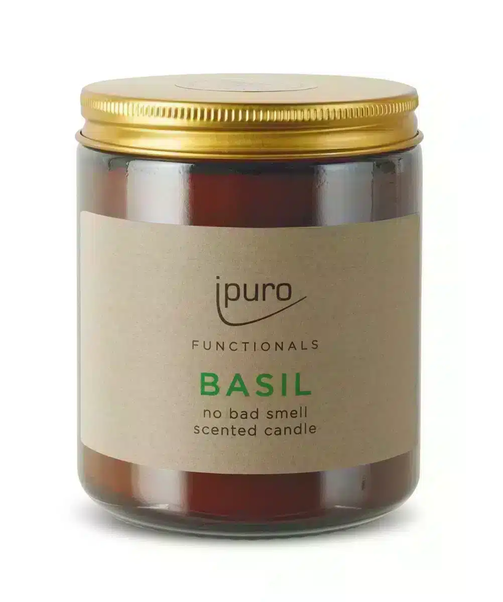 Ipuro functionals Basil geurkaars van 200 g voor een frisse, kruidige sfeer in huis
