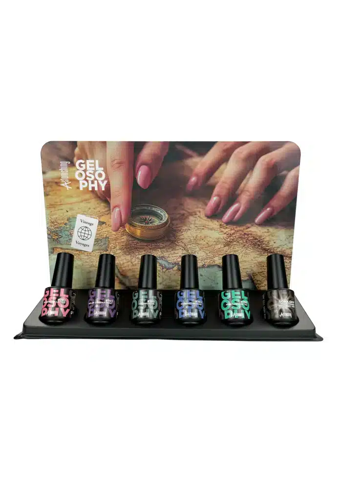 Astonishing Gelosophy Vintage Voyages Collection Kit met 6 gellakken van 15ml in een display