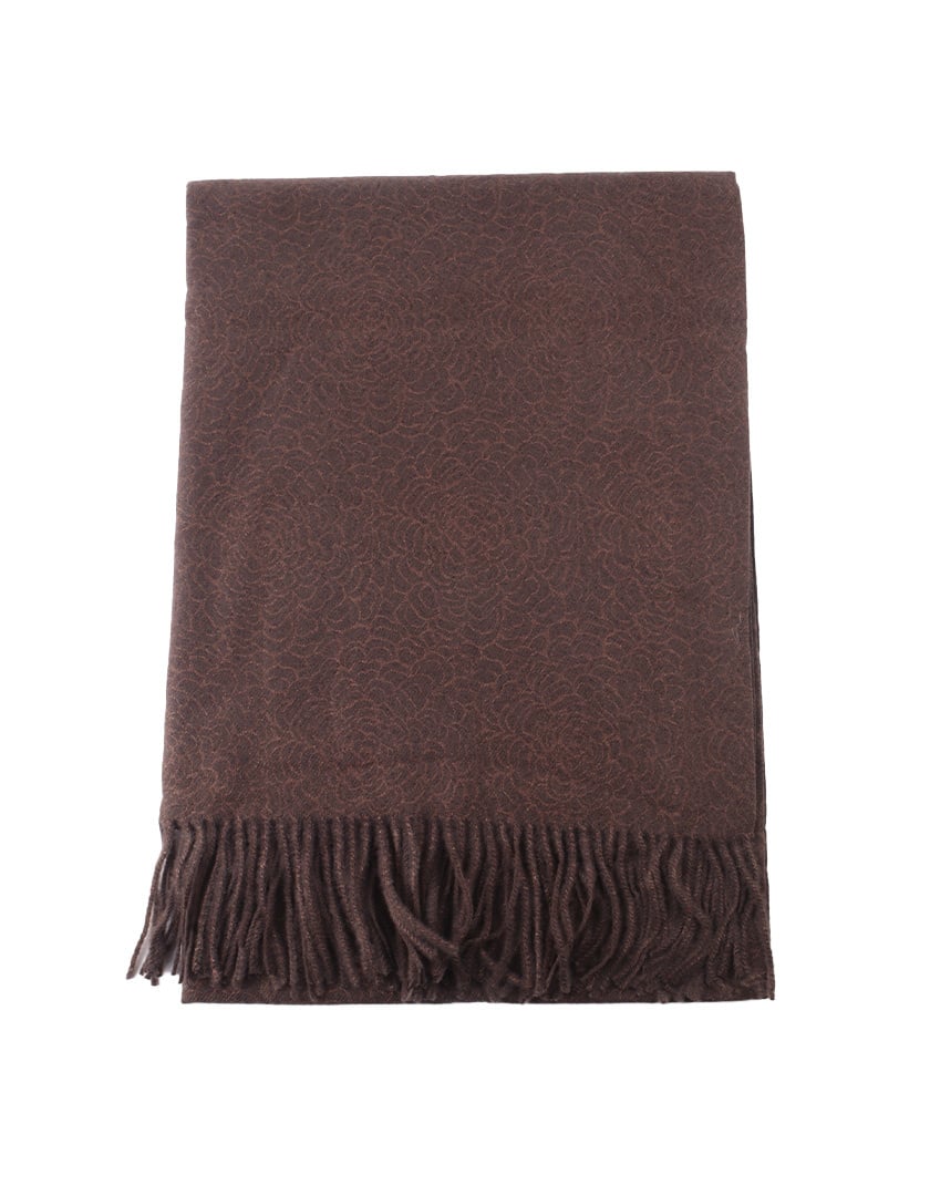 Luxe sjaal met bloempatroon in bruin, 180 cm x 65 cm, elegante en warme sjaal van Giuliano