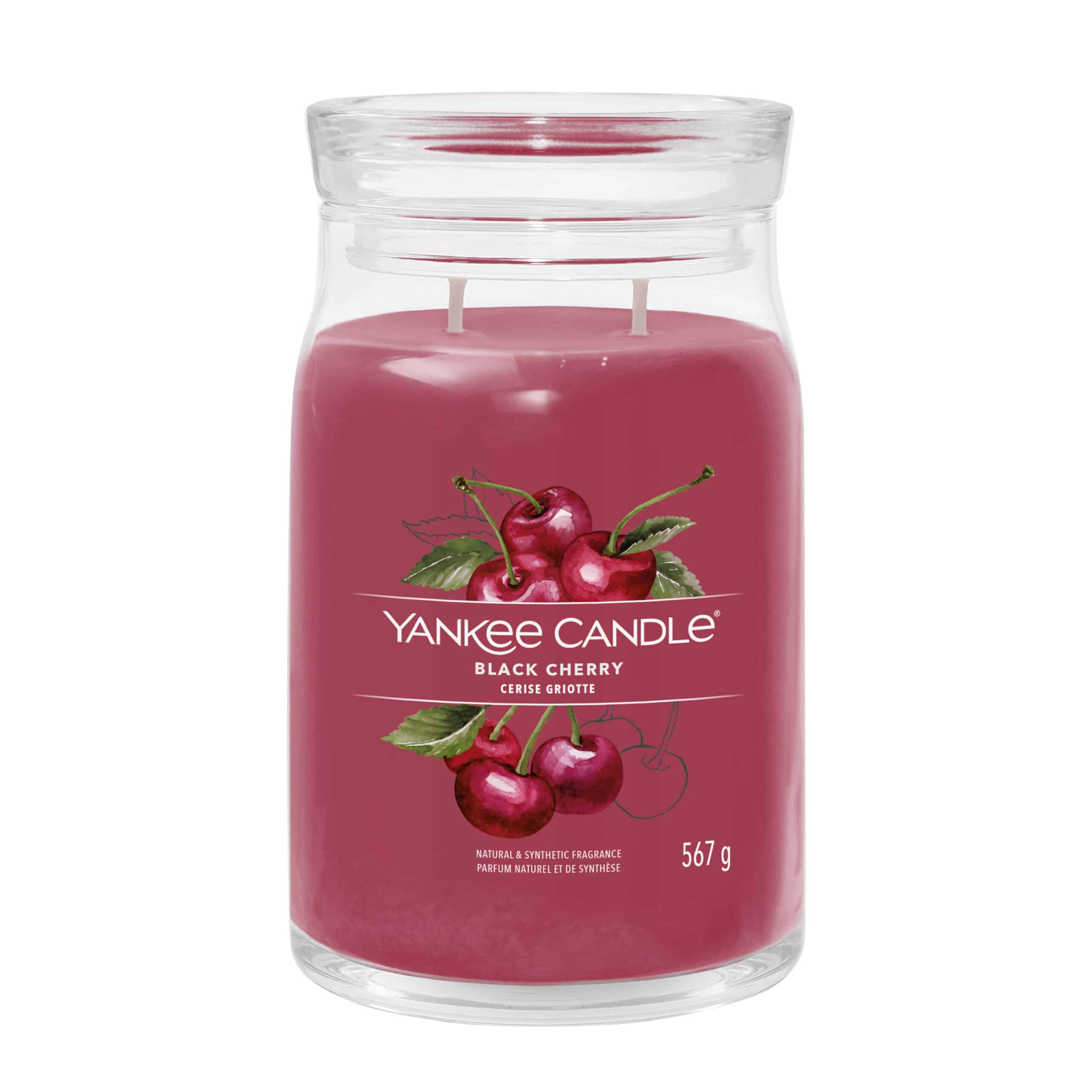 Yankee Candle Black Cherry Signature geurkaars in grote pot met zoete kersengeur