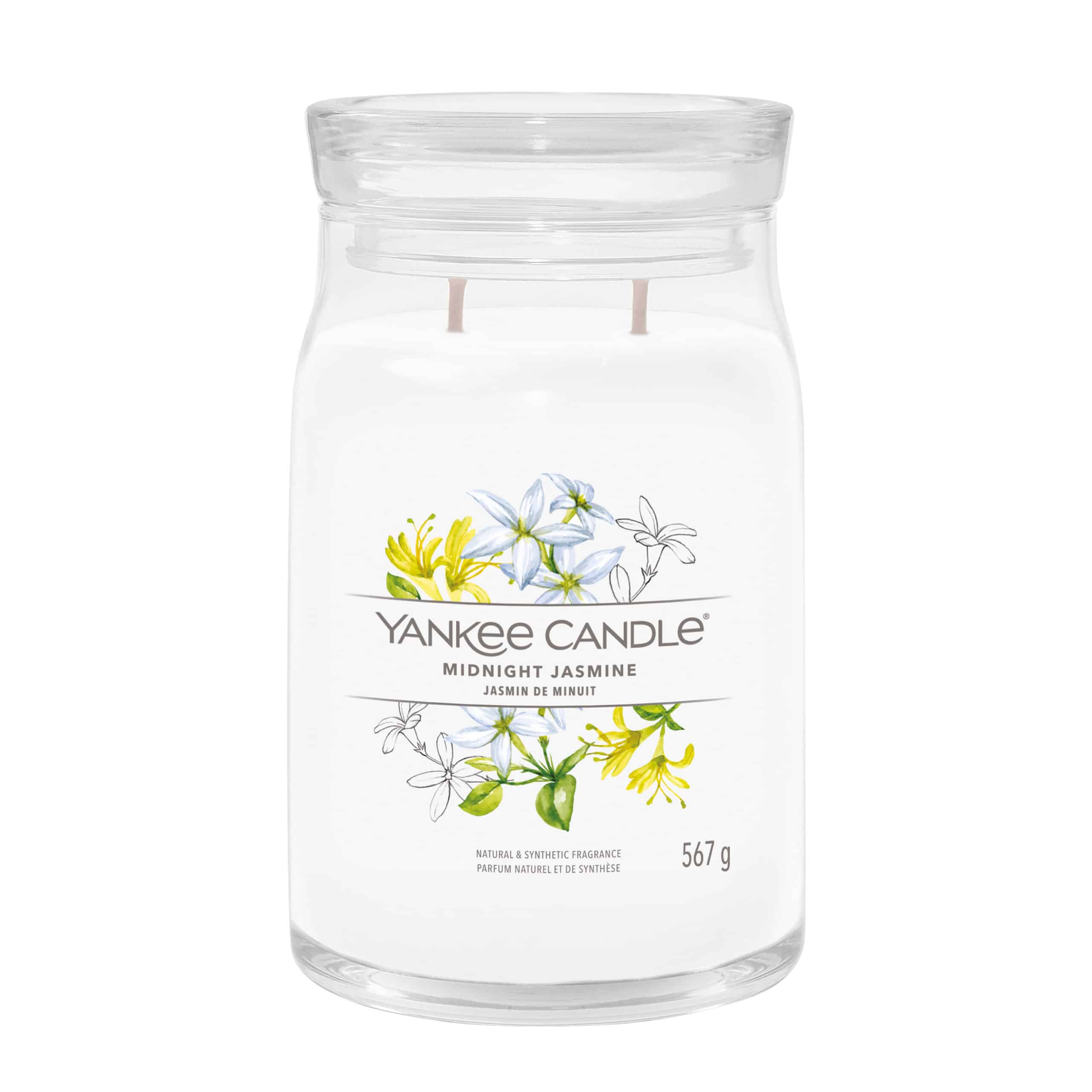 Yankee Candle Midnight Jasmine Signature geurkaars in grote pot met bloemige jasmijngeur