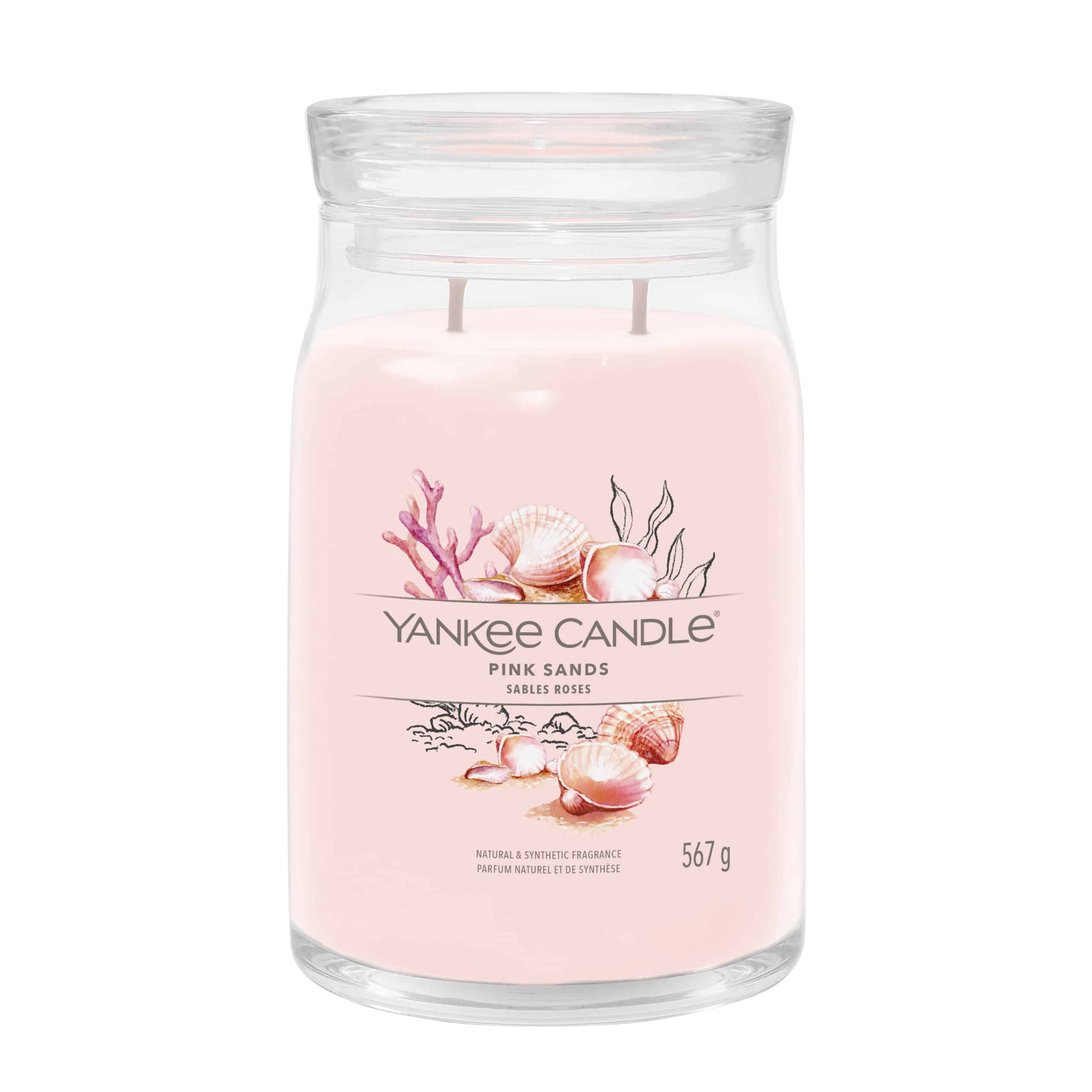 Yankee Candle Pink Sands Signature geurkaars in grote pot met fruitige bloemige geur
