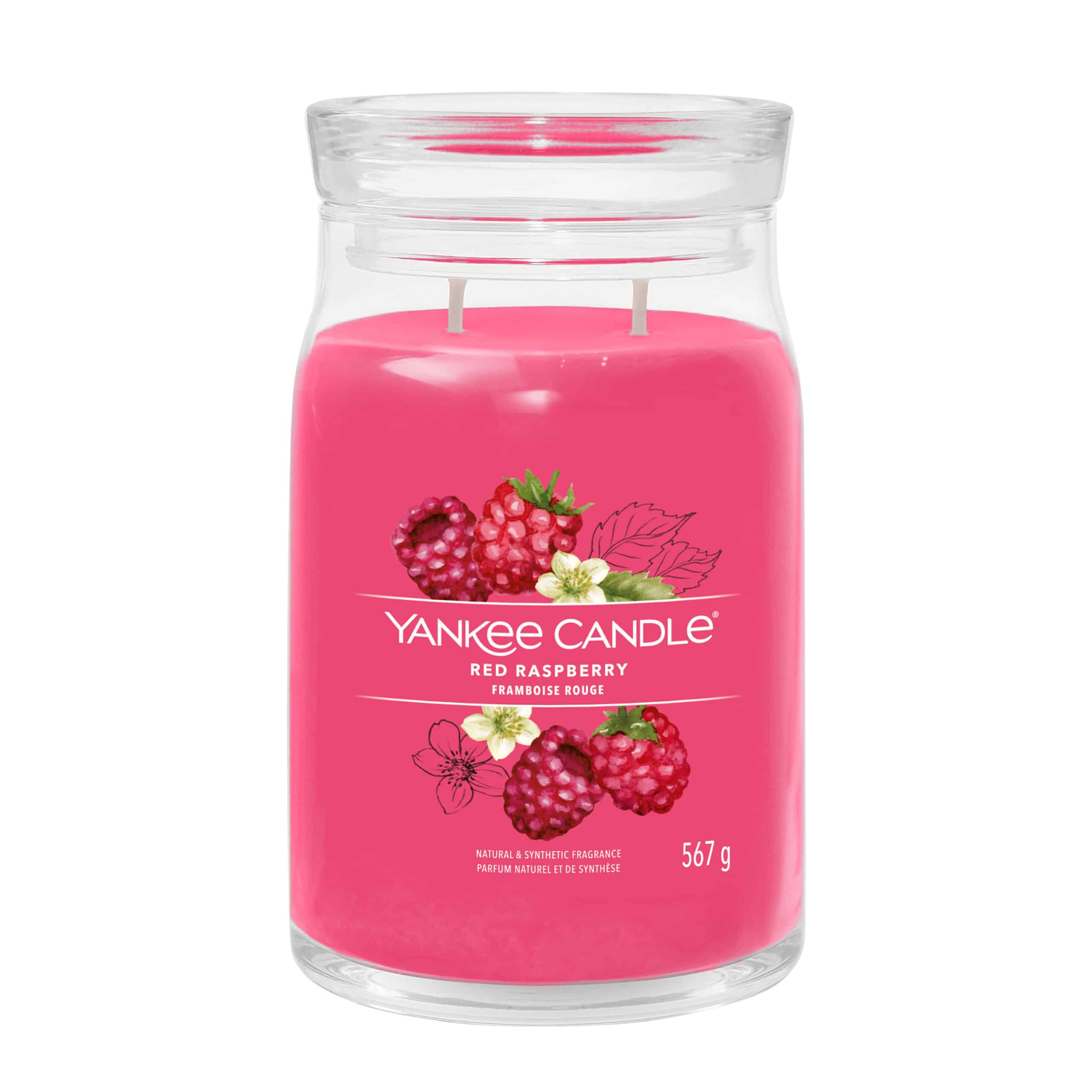 Yankee Candle Red Raspberry Signature geurkaars in grote pot met sappige frambozengeur